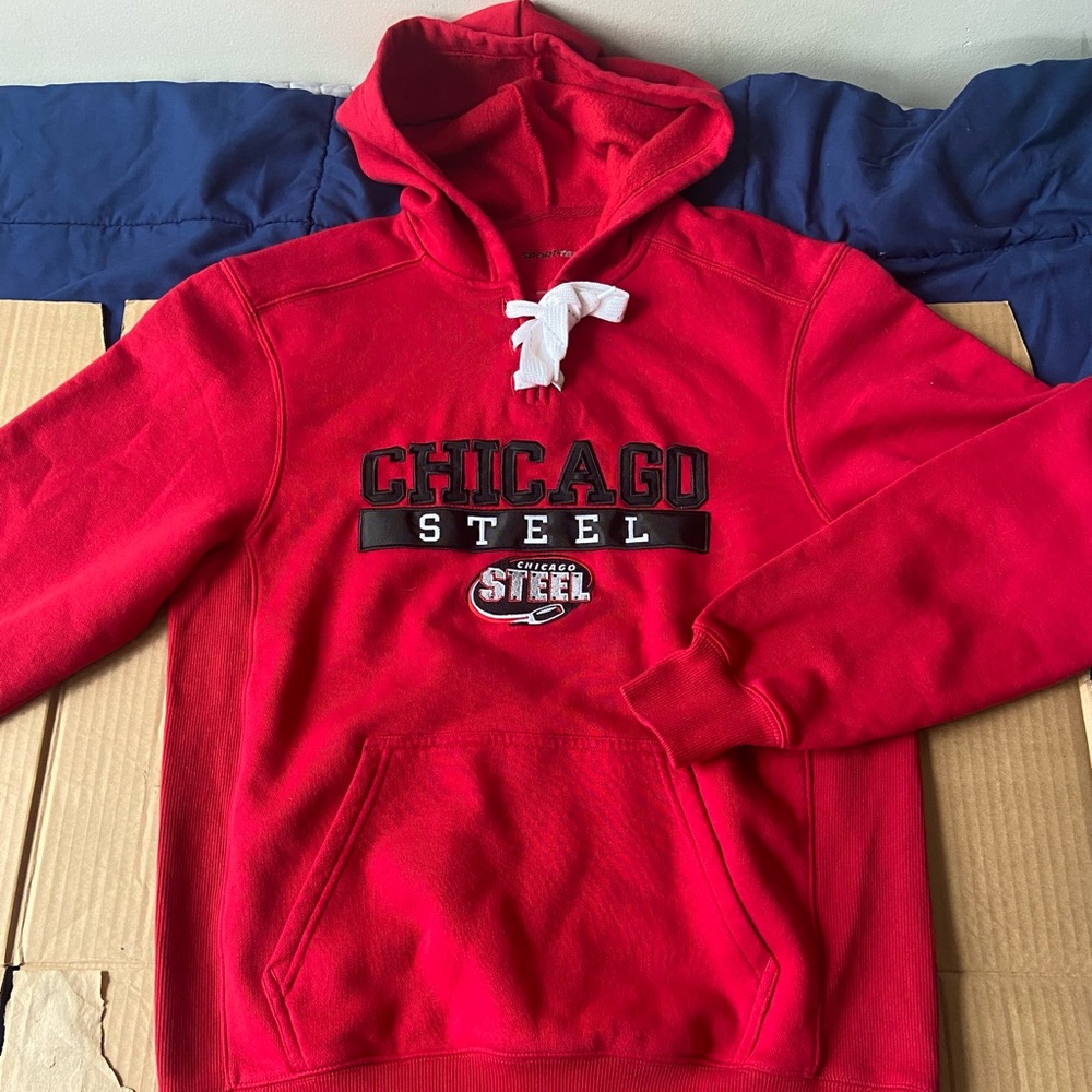 Chicago Steels Hockey Hoodie Mens Small